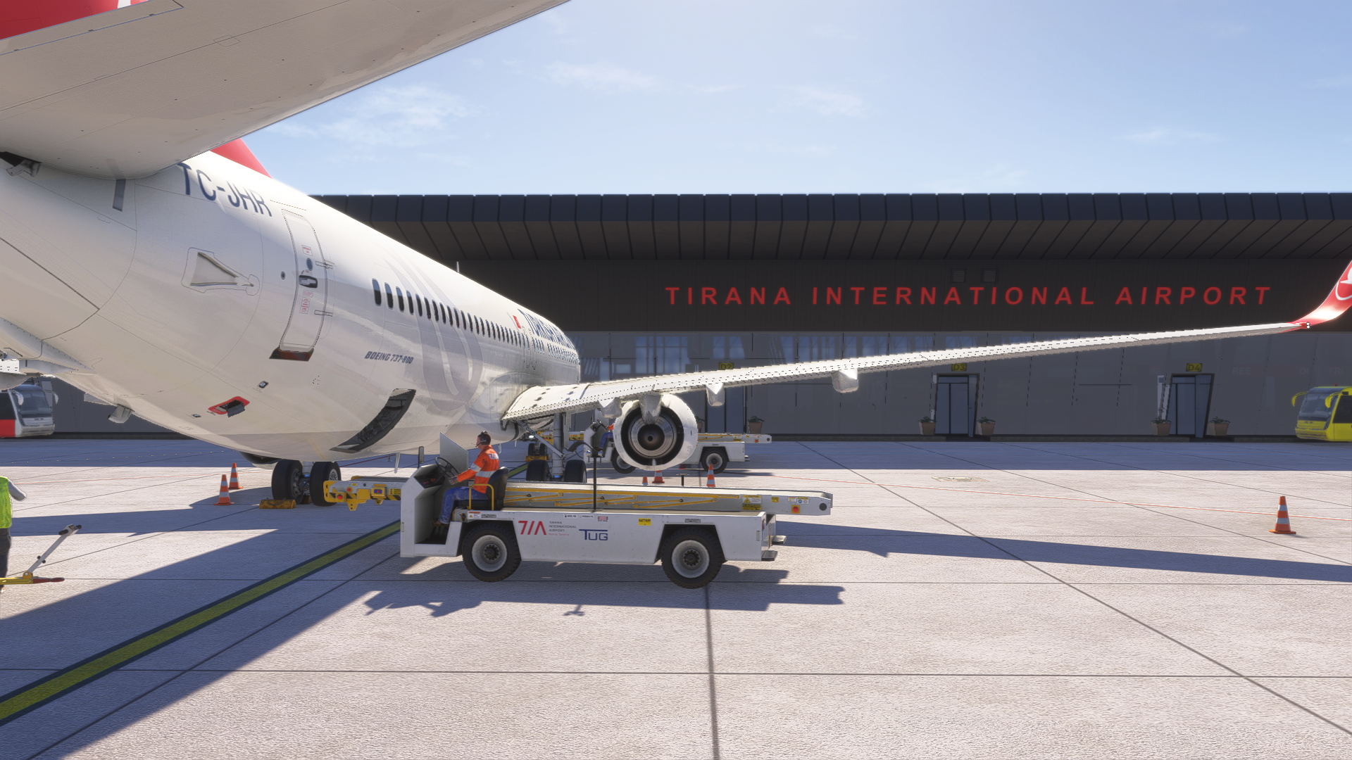 vTHY Boeing 737 being prepared at Tirana